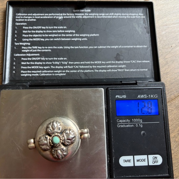 Vintage Silver Prayer Box Locket Pendant with Turquoise - Picture 3 of 8